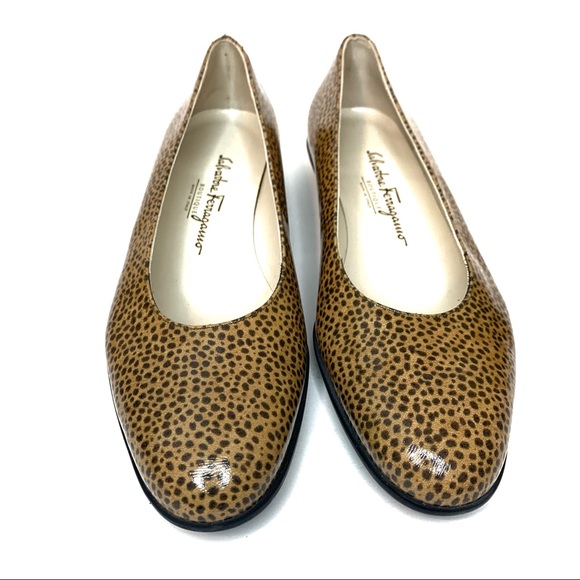 Salvatore Ferragamo Patent Flats Trout Print Sz 8 - Picture 3 of 8